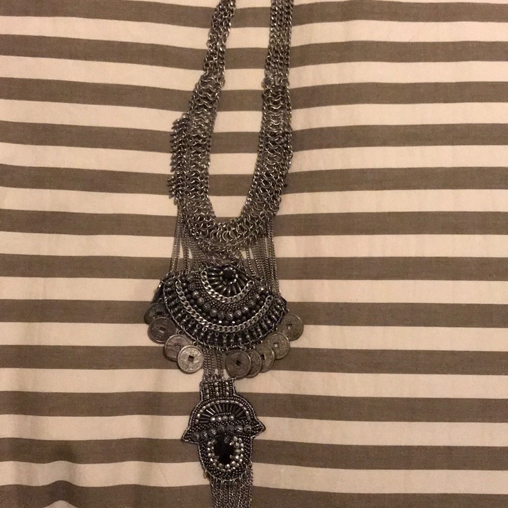 Chunky silver and black necklace